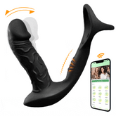 Masajeador de próstata vibrante con control remoto inalámbrico y anillos para el pene Joseph App
